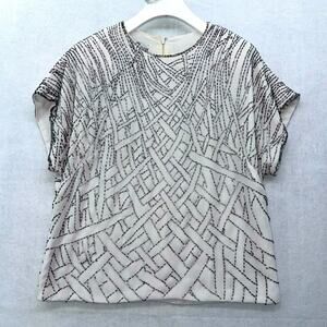 Vintage Women’s Jack Bryan Beaded Blouse White Silver size Medium